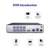 1080P 8-Channel Wired Security DVR System with 8pcs 2MP Outdoor CCTV Cameras, Smart Human / Vehicle / Motion Detection
